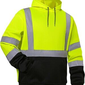 Cold Weather Hi Vis Hoodie for Men, Reflective Safety Work Sweatshirt 2XL